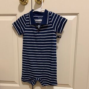 Navy Striped Kids Polo Romper